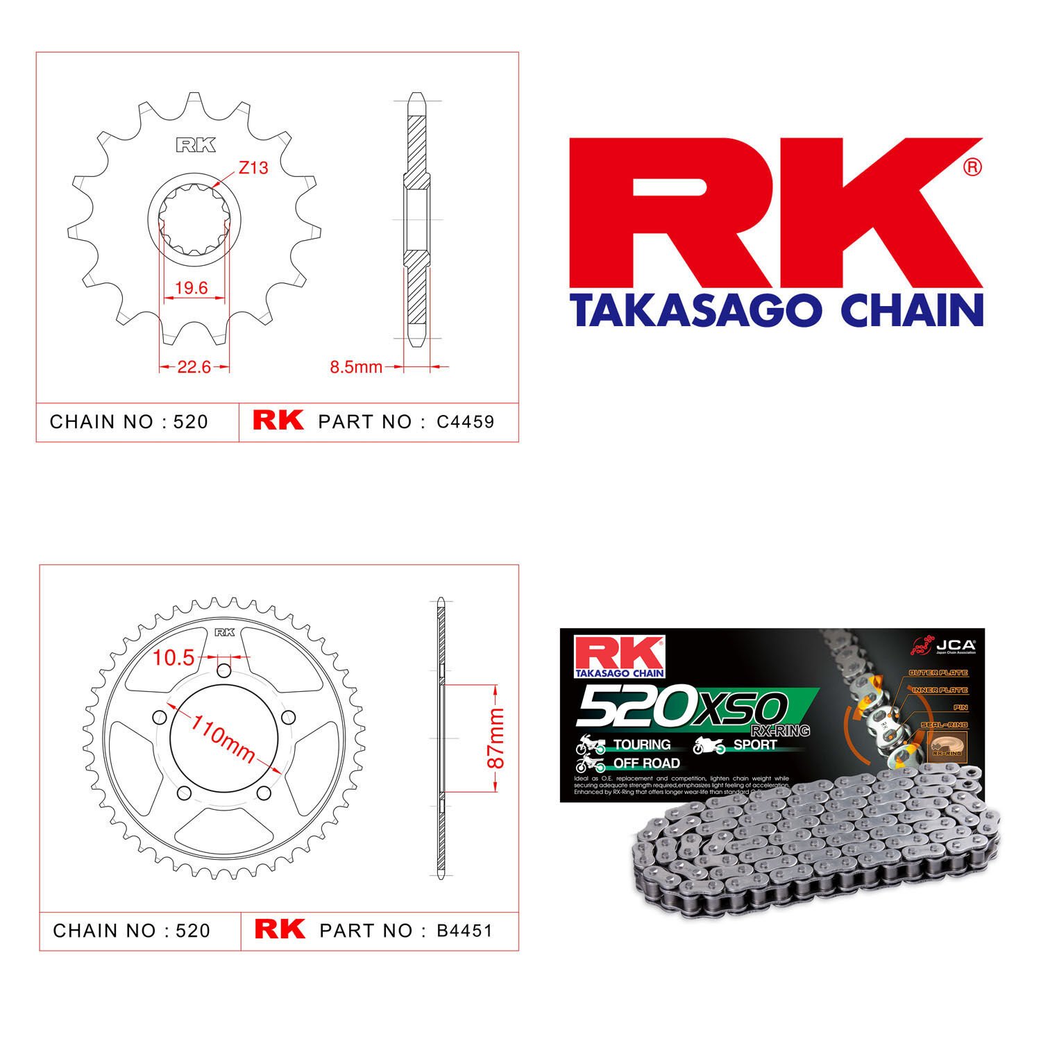 Rk Zincir Dişli Set Gw250 Inazuma O-ringli Set