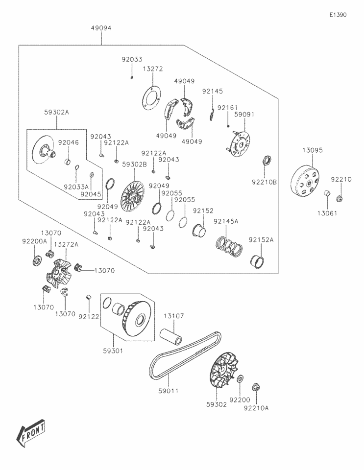 kawasaki j 300 ön debriyaj pervanesi j 300 ön  varyatör pervanesi