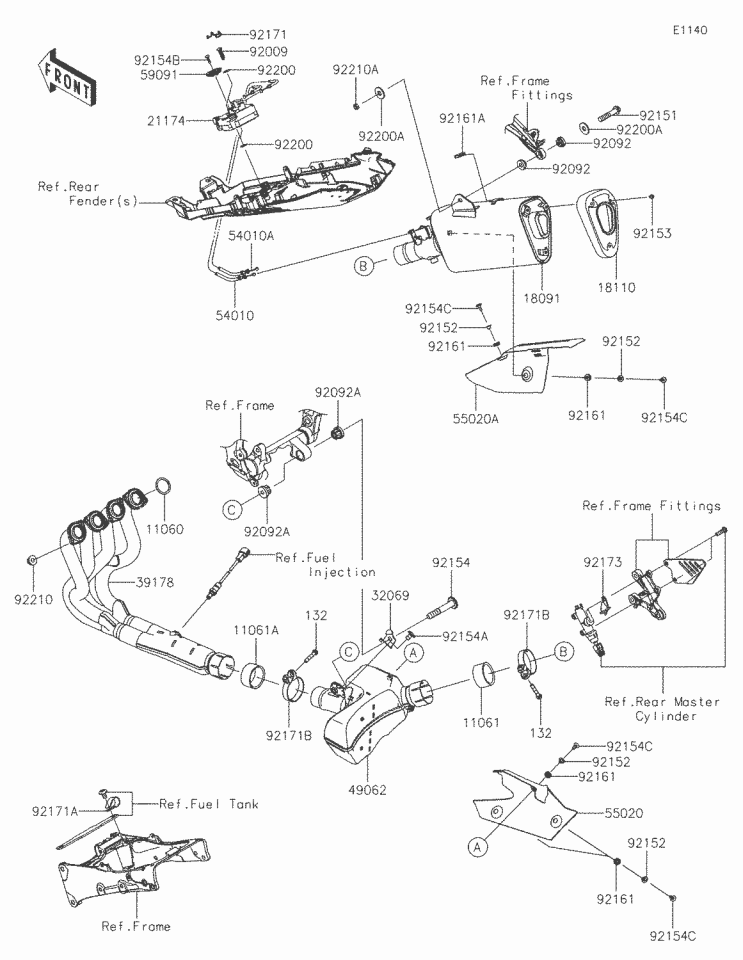 13-18 kawasaki zx6 egsoz ucu kapak zx 636 egsoz ucu kapak zx636 egsoz kapağı