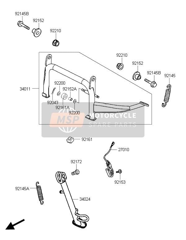 Kawasaki j 300 orta sehpa j 300 orta ayaklık