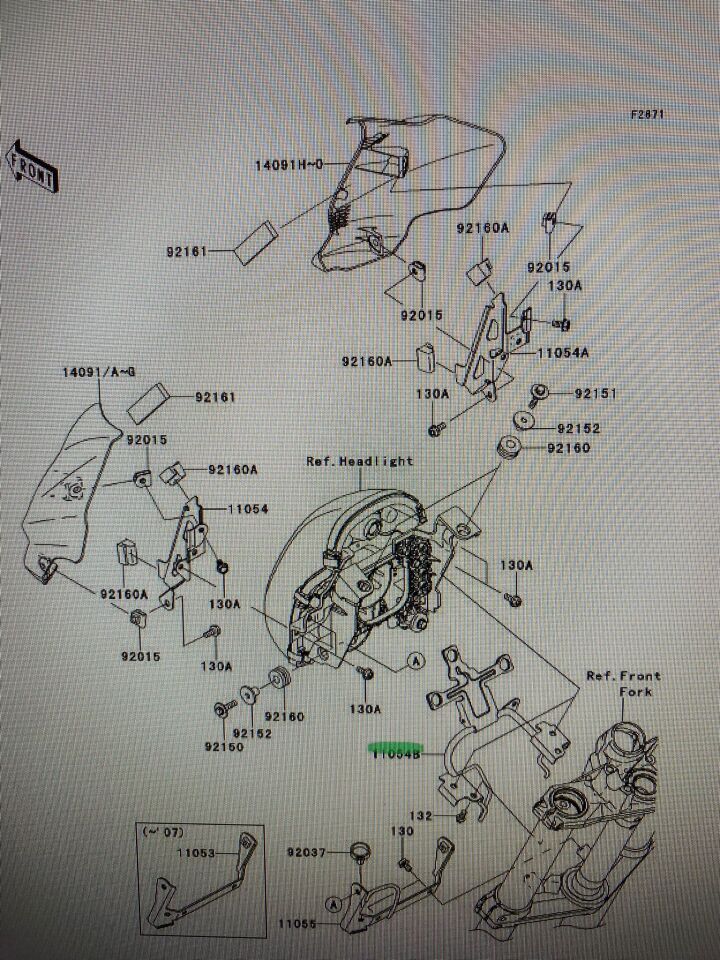 06-08 Kawasaki Er6 Ön Far Demiri Alt Kısım Er6 n Ön Far Demiri Alt Kısım Abs Model