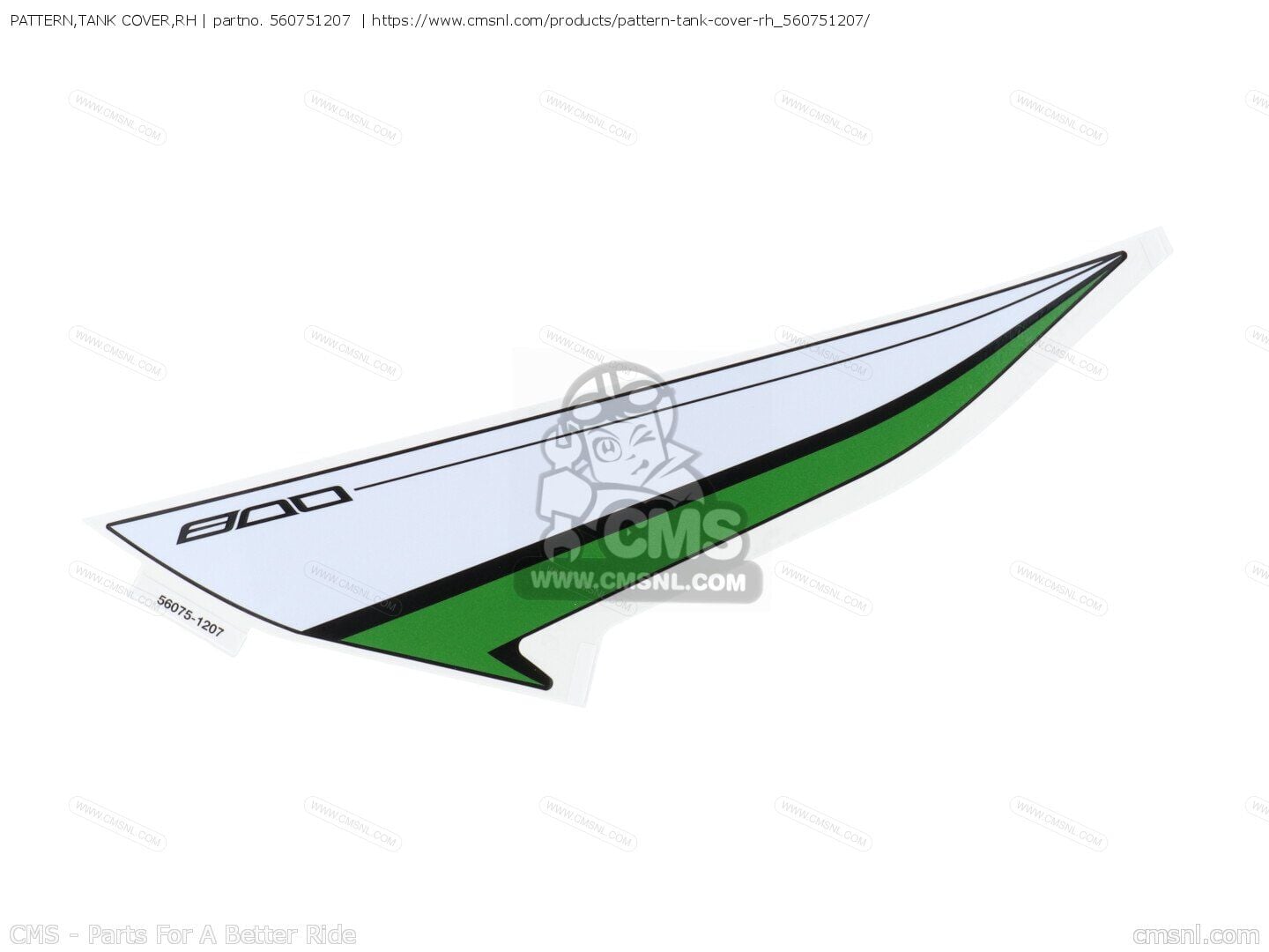 2016 model  Kawasaki Z 800 Sağ Depo Grenajı Stickerı Üst Taraf Siyah