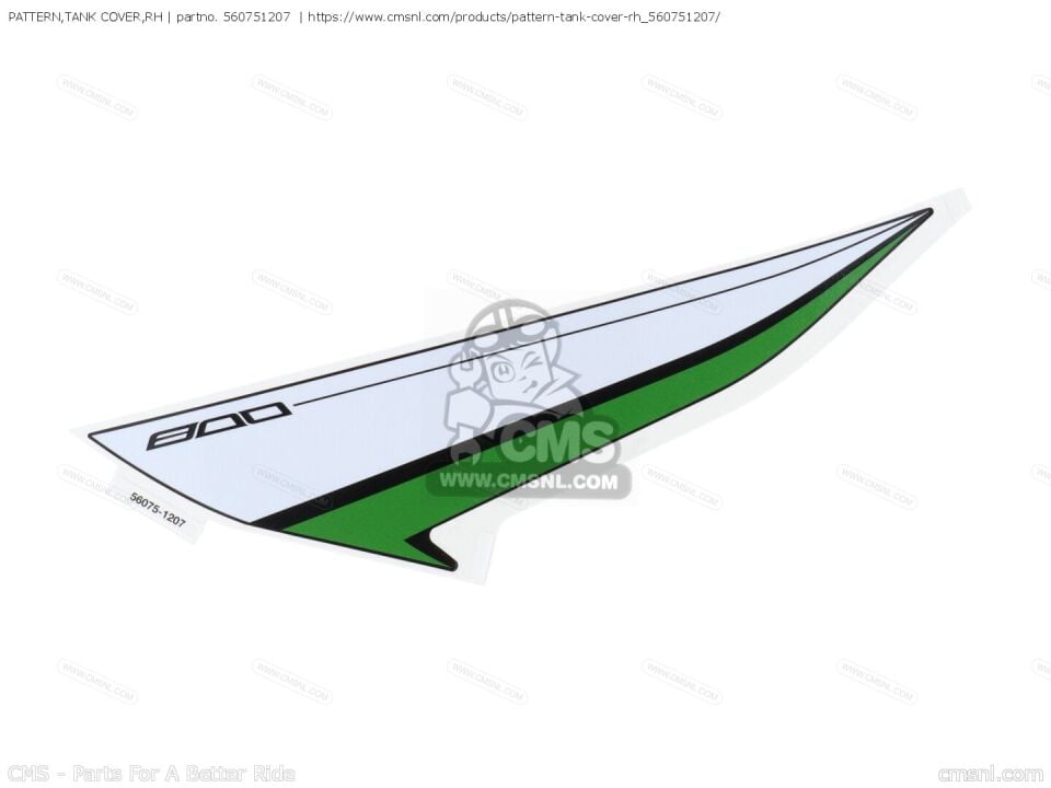 2016 model  Kawasaki Z 800 Sağ Depo Grenajı Stickerı Üst Taraf Siyah