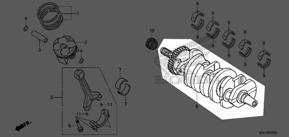 07-17 HONDA CBR 600RR KRANK CBR 600 RR KRANK ORIJINAL